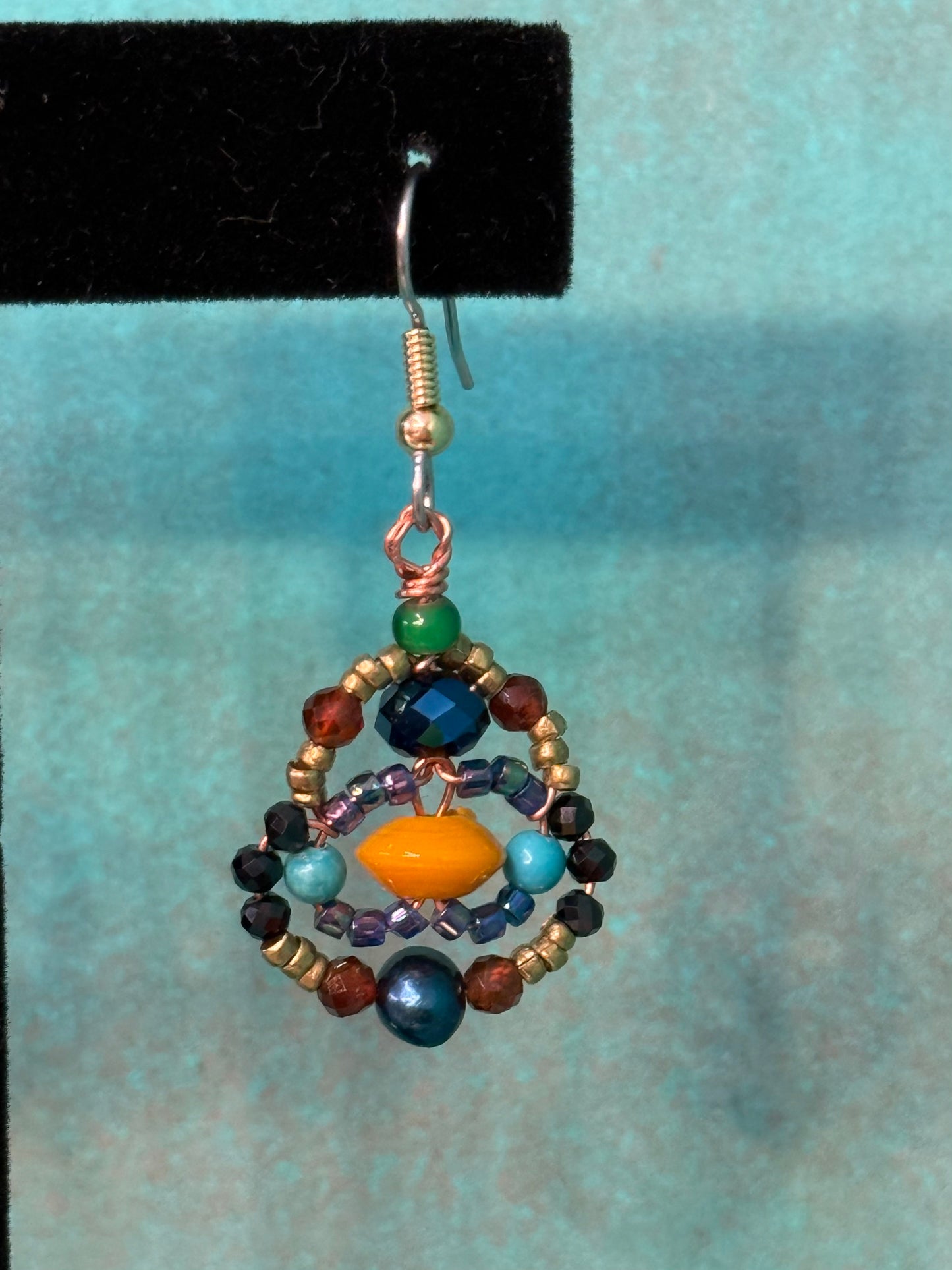 Handmade Designer Jewel Tone Woven Gem Earrings
