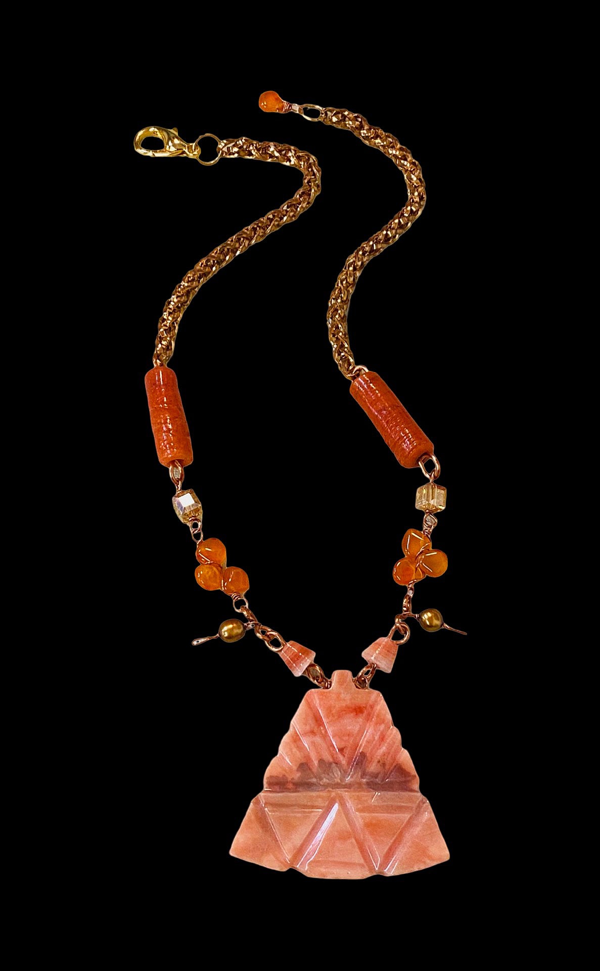 Bohemian Vibes Coral Tone One of a Kind Necklace