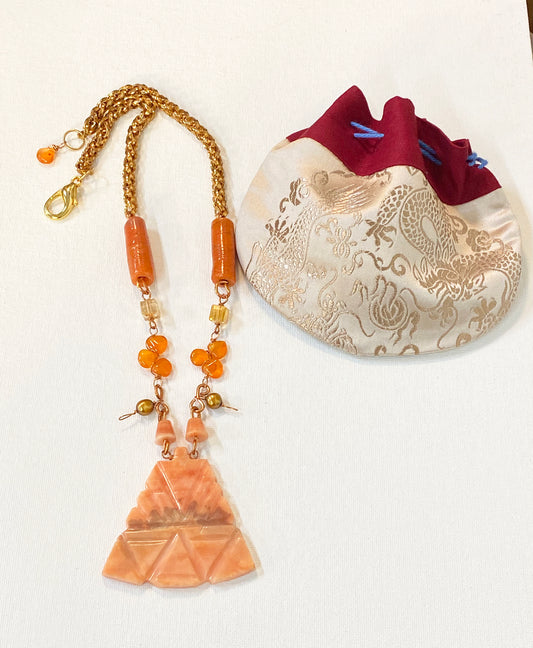 Bohemian Vibes Coral Tone One of a Kind Necklace