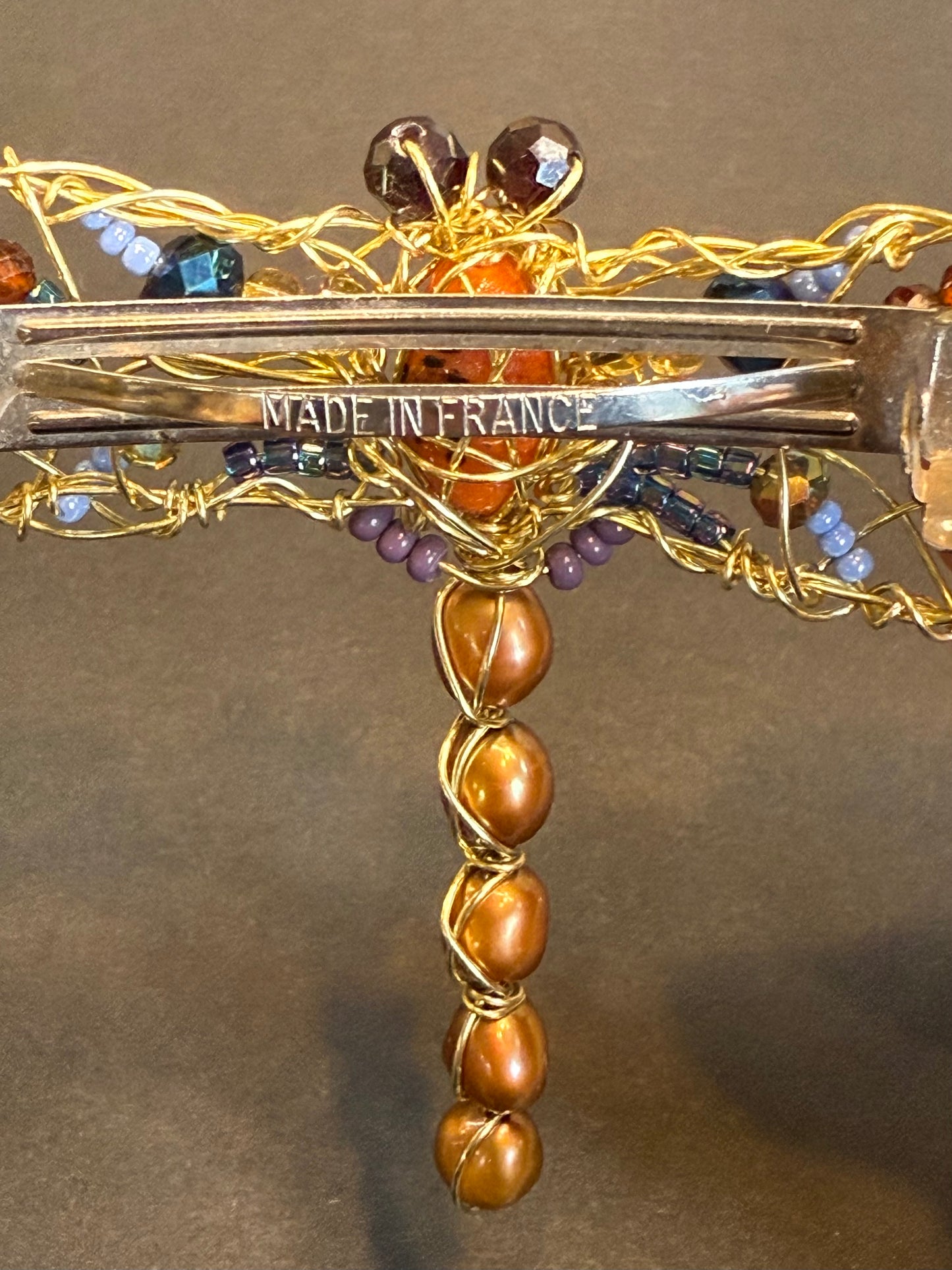 Woven Wire and Gems One of a Kind Dragonfly Hairclip