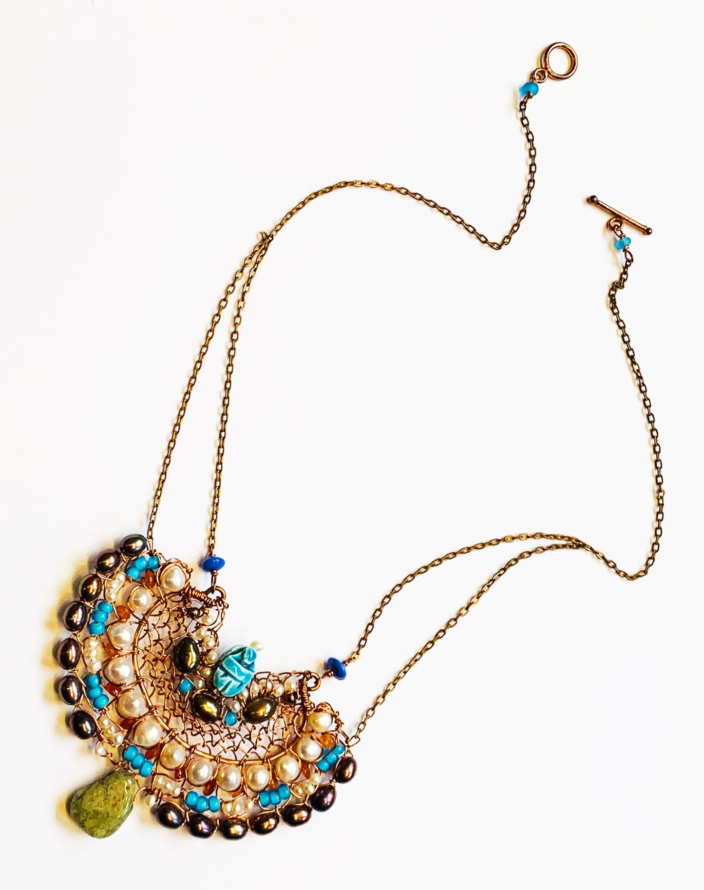 Scarab Rising Woven Copper Necklace