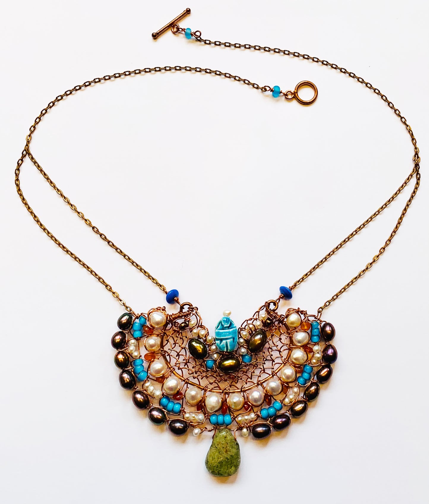 Scarab Rising Woven Copper Necklace